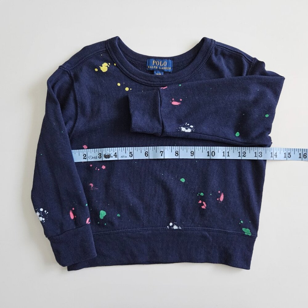Polo Ralph Lauren Paint Splatter–Print Spa Terry Sweatshirt– Size 2T, Navy - Picture 5 of 8